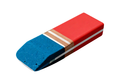 Rubber eraser for pen and pencil isolated on transparent or white background
