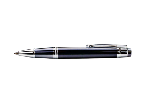 Side view of a ballpoint pen isolated on transparent or white background