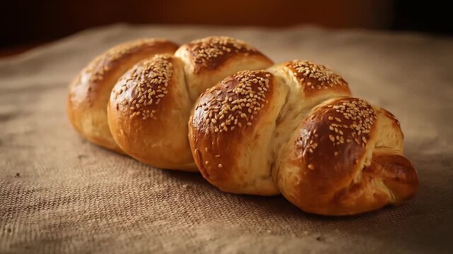Freshly baked challah bread with sesame seeds perfect for celebrations