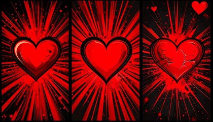 Hearts burst in red explosion