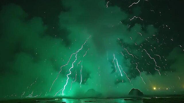 ampere violent burst glow beam ramp erupts, glow stripes scoot violently crossways ampere satisfying greenness background, mount ampere dazzling and electrical modality for modern clip work.