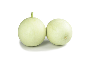 Fresh White Jade Melons on White Background - Healthy Organic Fruit from Shandong