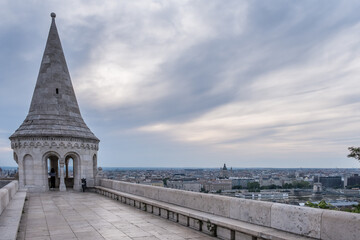 Budapest, Hungary – View of Halászbástya (Fisherman’s Bastion), a Neo-Romanesque lookout terrace atop Castle Hill. Known for its fairytale towers and panoramic views over the Danube and Pest.