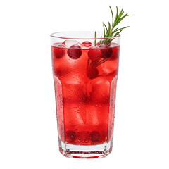 Refreshing Cranberry Rosemary Sparkler Cocktail with Ice and Berries