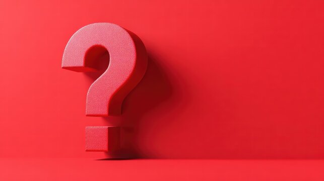 Red textured 3D question mark on red wall with shadow for strong Consumer Rights Day visual.