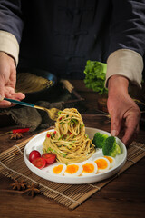 Guizhou Mixed Buckwheat Noodles with Vegetables and Eggs - Traditional Chinese Cuisine Presentation