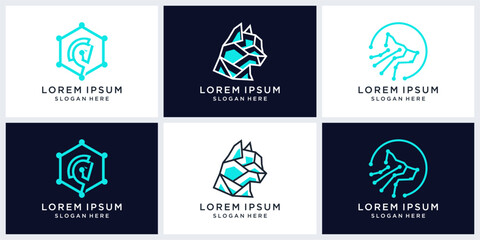 Animal tech logo design set