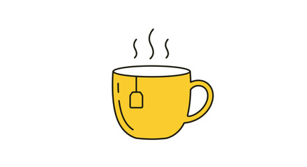 Simple and Stylish Yellow Mug of Hot Tea with Steam.