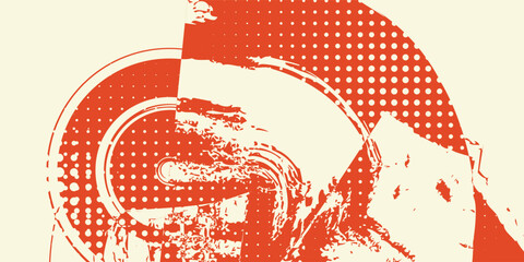 Grainy blue spiral brush stroke with spray texture. Hand drawn distress damaged edge vintage banner with spiral grunge texture with brush