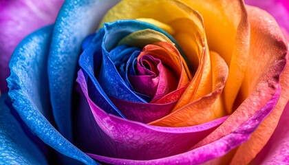 Vibrant Rainbow Rose Close-Up A Symphony of Colors