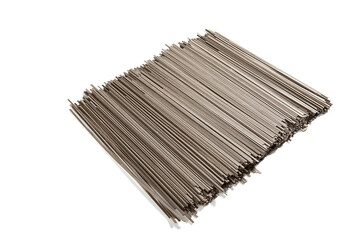 Raw Buckwheat Soba Noodles Bundle Japanese Pasta Ingredients White Background