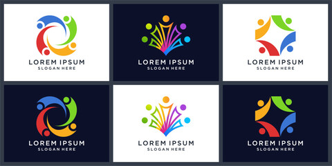 Teamwork logo design template set