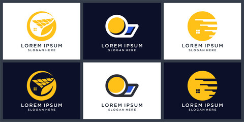Unique photovoltaic logo design set