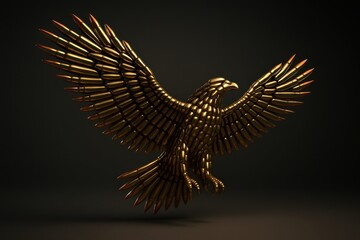 Obraz premium Majestic golden eagle symbol crafted from polished brass rifle bullets