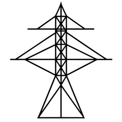 High voltage power line tower in black and white