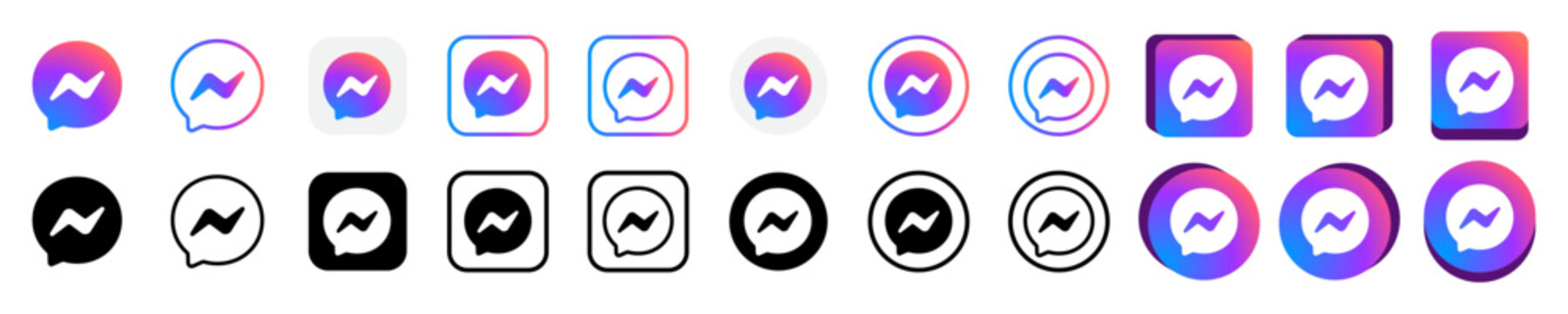 Facebook messenger logo icon set