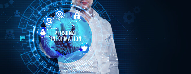 Safety concept: Personal Information on digital background.
