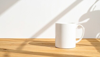 Sunlit White Mug A Simple, Clean Aesthetic.  Perfect for Mockups and Minimalist Designs