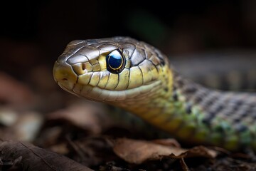 Obraz premium Close up of a snake on the ground.