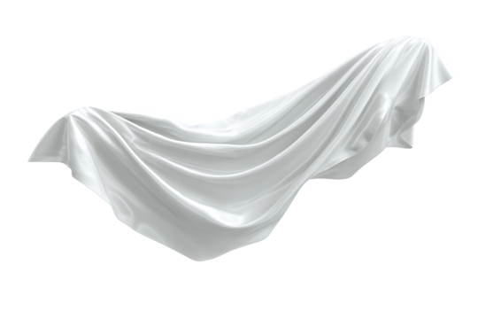 White flowing fabric isolated on transparent background 