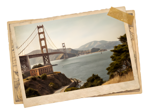 Vintage photograph of the golden gate bridge in san francisco