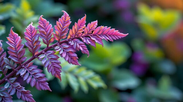 Vibrant ornamental plant with striking purple and green leaves displaying natural beauty