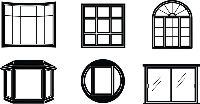architectural window designs showcasing bay, square, arched, gazebo, circular, and sliding window styles