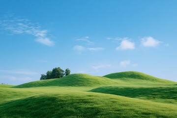 Fototapeta premium Landscape with green field and blue sky