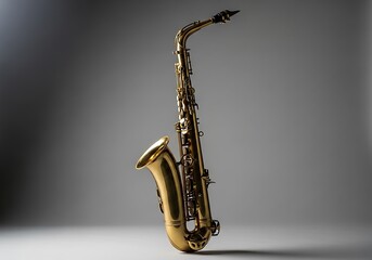 Elegant saxophone music instrument golden shiny with gradient background