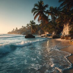 Serenity at a Tropical Beach with Gentle Waves