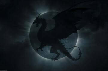 Shadow dragon on the moon