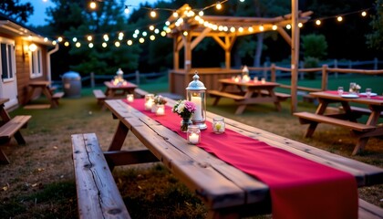 Rustic Outdoor Evening Event with Elegant Table Setting