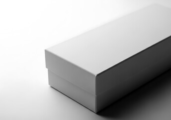 Fototapeta premium Close-up of a Blank White Gift Box on a White Surface