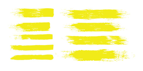 Obraz premium Vector highlighter brush lines. Marker pen highlight underline strokes. Yellow watercolor hand drawn modern