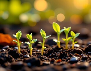 Dewkissed Green Plants with Golden Backdrop
