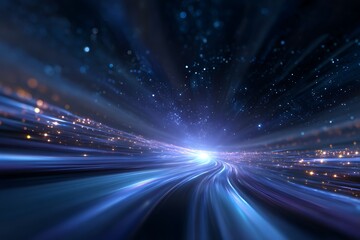 Futuristic warp speed through galaxy