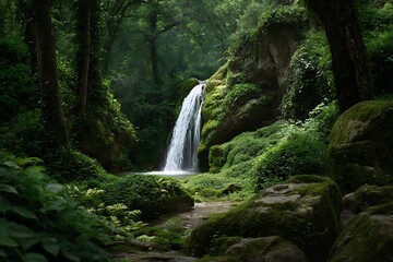 Waterfall in the forest, landscapes