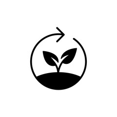 Reforestation icon. Simple solid style. Tree, plant with circle cycle, ecosystem, sustainable, restore, forest, environment concept. Silhouette, glyph symbol. Vector isolated design