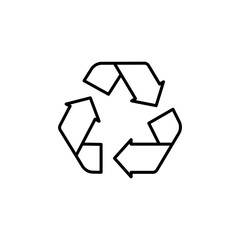 Recycling icon. Simple outline style. Recycle arrow, waste recycling innovation, reuse, reusable, ecofriendly environment concept. Thin line symbol. Vector isolated design