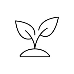 Sprout plant icon. Simple outline style. Sprout plant in soil with leaves, seedling, growth, root, seed, grow, dirt, leaf, ecology concept. Thin line symbol. Vector isolated design
