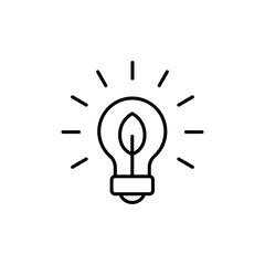 Sustainable ecological energy icon. Simple outline style. Bulb, lightbulb, light, leaf, green, idea, plant, lamp, eco, environment concept. Thin line symbol. Vector isolated design