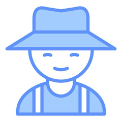 Farmer Outline Blue Color Icon
