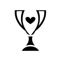 A simple trophy cup with a heart in the center, symbolizing love as a prize.