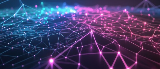 Obraz premium Abstract network of interconnected points with vibrant colors