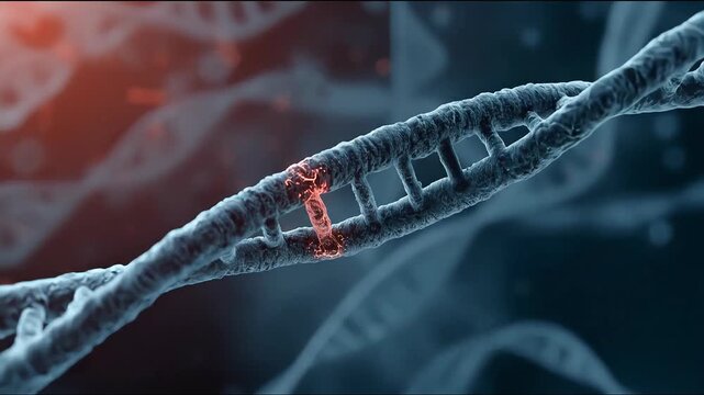 Illustrative depiction showcases the intricate structure of a damaged dna strand