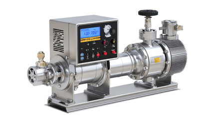 Fototapeta premium Pumping machine with digital flow meter background isolated on a Transparent background, PNG file.