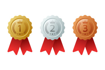 Gold Silver Bronze Medal Set – 1 2 3 Award Ribbon Badges Collection