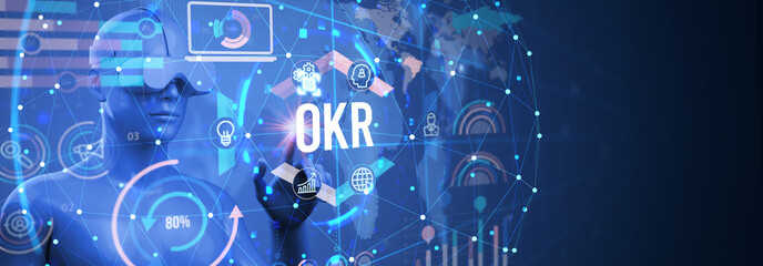 OKR Objectives key results. Business, Technology, Internet and network concept. 3d illustration