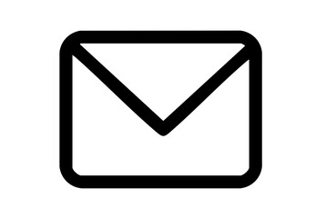Thin outline mail envelope icon, minimal black email and message symbol for contact, communication, and office design use in transparent vector PNG format