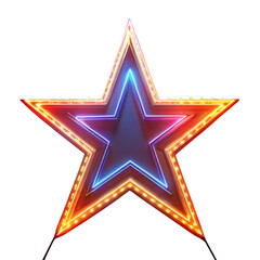 Obraz premium A large star with neon lights on a black background
